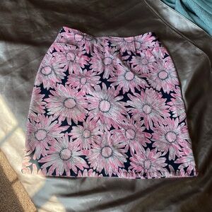 Talbots Pink Floral A-Line Mini Skirt on Navy